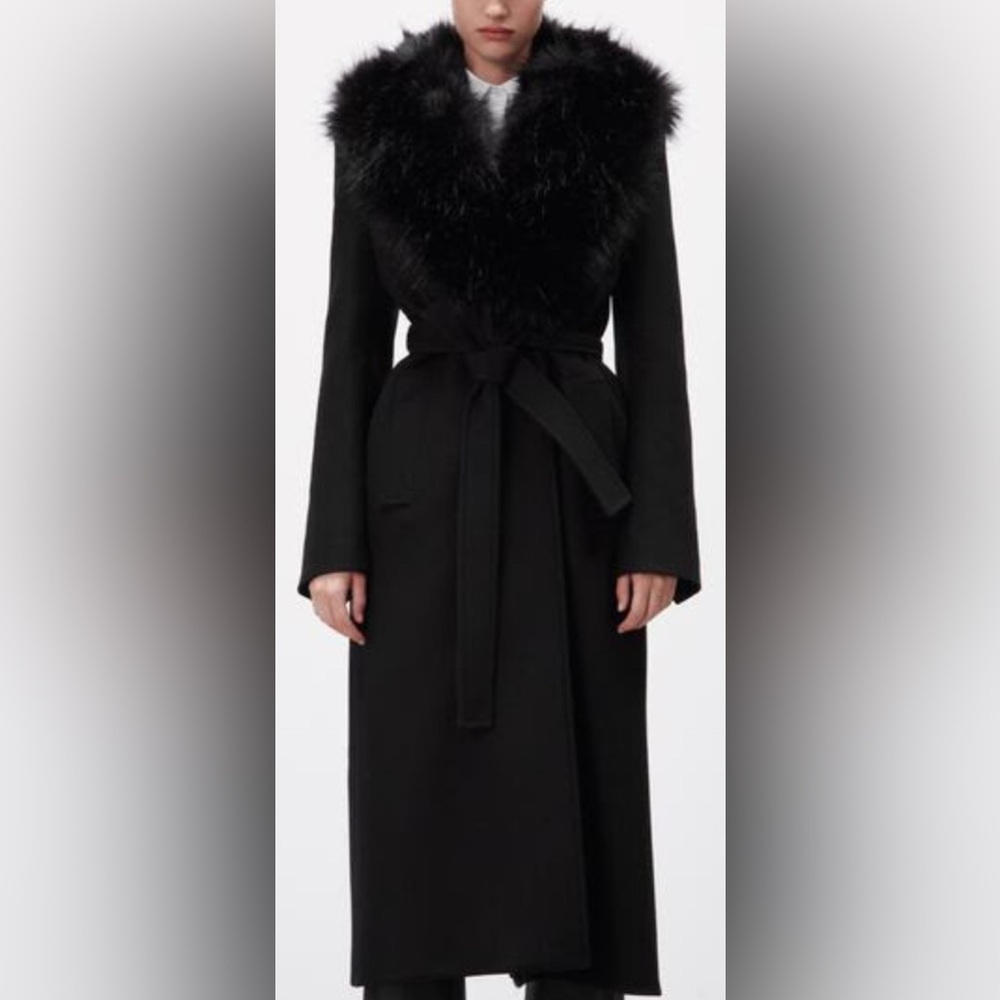 Wool Blend Coat with Fur